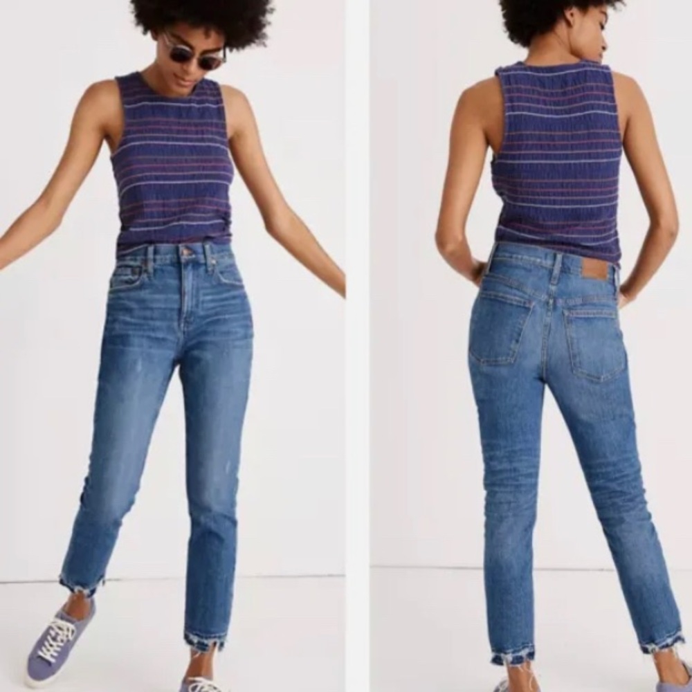 Madewell The High-Rise Slim Boyjean in Dover Wash: Raw-Hemmed Edition